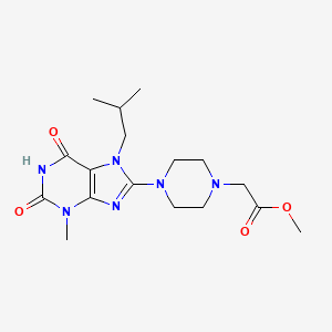 molecular formula C17H26N6O4 B2969600 Methyl 2-[4-[3-methyl-7-(2-methylpropyl)-2,6-dioxopurin-8-yl]piperazin-1-yl]acetate CAS No. 902039-39-8