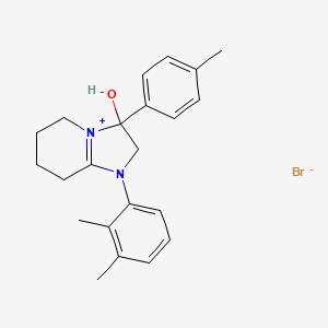 molecular formula C22H27BrN2O B2969604 1-(2,3-Dimethylphenyl)-3-hydroxy-3-(p-tolyl)-2,3,5,6,7,8-hexahydroimidazo[1,2-a]pyridin-1-ium bromide CAS No. 1106749-76-1