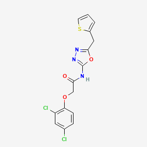 molecular formula C15H11Cl2N3O3S B2969610 2-(2,4-dichlorophenoxy)-N-(5-(thiophen-2-ylmethyl)-1,3,4-oxadiazol-2-yl)acetamide CAS No. 1021051-89-7