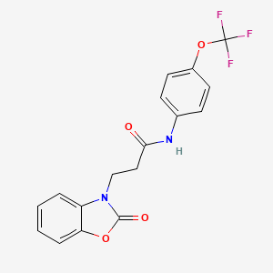 molecular formula C17H13F3N2O4 B2969613 3-(2-oxobenzo[d]oxazol-3(2H)-yl)-N-(4-(trifluoromethoxy)phenyl)propanamide CAS No. 851989-19-0