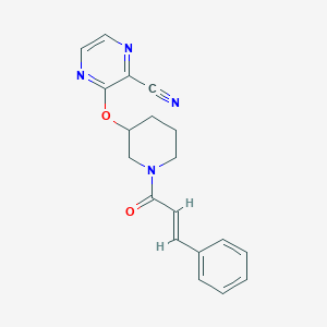 molecular formula C19H18N4O2 B2969618 (E)-3-((1-肉桂酰哌啶-3-基)氧基)吡嗪-2-腈 CAS No. 2035006-99-4
