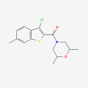molecular formula C16H18ClNO2S B2969621 (3-Chloro-6-methyl-1-benzothiophen-2-yl)(2,6-dimethylmorpholino)methanone CAS No. 312938-79-7