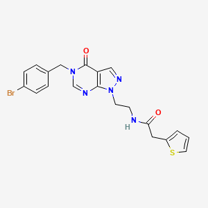 molecular formula C20H18BrN5O2S B2969626 N-(2-(5-(4-bromobenzyl)-4-oxo-4,5-dihydro-1H-pyrazolo[3,4-d]pyrimidin-1-yl)ethyl)-2-(thiophen-2-yl)acetamide CAS No. 921888-71-3