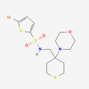 molecular formula C14H21BrN2O3S3 B2969627 5-Bromo-N-[(4-morpholin-4-ylthian-4-yl)methyl]thiophene-2-sulfonamide CAS No. 2380176-04-3
