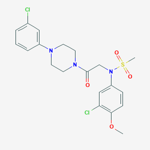 molecular formula C20H23Cl2N3O4S B296963 N-(3-chloro-4-methoxyphenyl)-N-{2-[4-(3-chlorophenyl)-1-piperazinyl]-2-oxoethyl}methanesulfonamide 