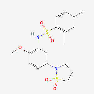 molecular formula C18H22N2O5S2 B2969643 N-(5-(1,1-dioxidoisothiazolidin-2-yl)-2-methoxyphenyl)-2,4-dimethylbenzenesulfonamide CAS No. 946215-52-7