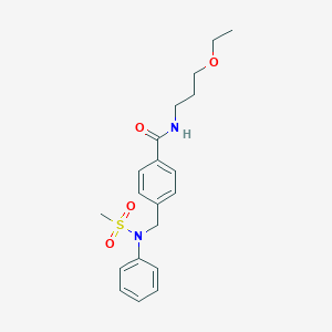 molecular formula C20H26N2O4S B296966 N-(3-ethoxypropyl)-4-{[(methylsulfonyl)anilino]methyl}benzamide 