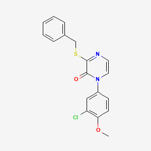 molecular formula C18H15ClN2O2S B2969662 3-(benzylthio)-1-(3-chloro-4-methoxyphenyl)pyrazin-2(1H)-one CAS No. 899944-25-3