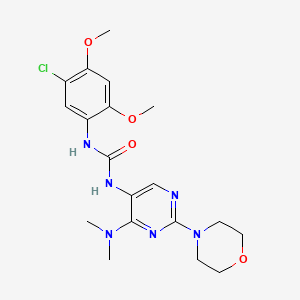 molecular formula C19H25ClN6O4 B2969665 1-(5-Chloro-2,4-dimethoxyphenyl)-3-(4-(dimethylamino)-2-morpholinopyrimidin-5-yl)urea CAS No. 1797225-03-6
