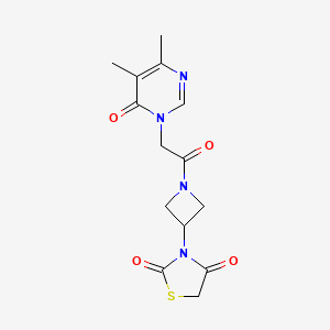 molecular formula C14H16N4O4S B2969666 3-(1-(2-(4,5-二甲基-6-氧代嘧啶-1(6H)-基)乙酰)氮杂环丁-3-基)噻唑烷-2,4-二酮 CAS No. 2309602-83-1