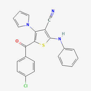 molecular formula C22H14ClN3OS B2969669 2-苯胺基-5-(4-氯苯甲酰基)-4-(1H-吡咯-1-基)-3-噻吩甲腈 CAS No. 338401-16-4