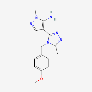 molecular formula C15H18N6O B2969670 4-[4-(4-methoxybenzyl)-5-methyl-4H-1,2,4-triazol-3-yl]-1-methyl-1H-pyrazol-5-amine CAS No. 955976-91-7