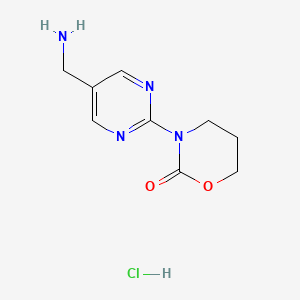 molecular formula C9H13ClN4O2 B2969675 3-[5-(Aminomethyl)pyrimidin-2-yl]-1,3-oxazinan-2-one hydrochloride CAS No. 2251054-41-6