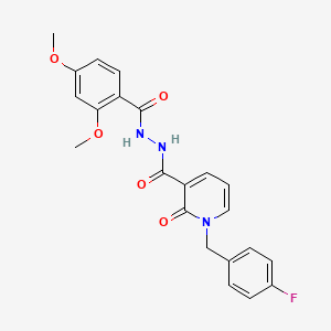 molecular formula C22H20FN3O5 B2969679 N'-(2,4-二甲氧基苯甲酰)-1-(4-氟苄基)-2-氧代-1,2-二氢吡啶-3-甲酰肼 CAS No. 1105243-14-8