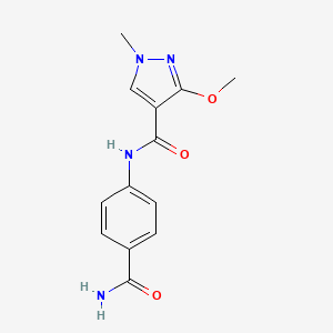 molecular formula C13H14N4O3 B2969684 N-(4-carbamoylphenyl)-3-methoxy-1-methyl-1H-pyrazole-4-carboxamide CAS No. 1014048-83-9