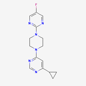 molecular formula C15H17FN6 B2969687 2-[4-(6-Cyclopropylpyrimidin-4-yl)piperazin-1-yl]-5-fluoropyrimidine CAS No. 2380070-81-3