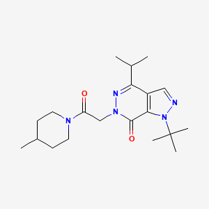 molecular formula C20H31N5O2 B2969693 1-(叔丁基)-4-异丙基-6-(2-(4-甲基哌啶-1-基)-2-氧代乙基)-1H-吡唑并[3,4-d]哒嗪-7(6H)-酮 CAS No. 1170239-27-6