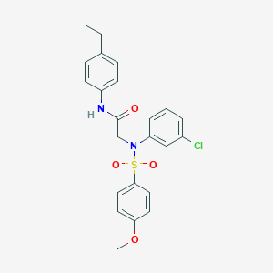 molecular formula C23H23ClN2O4S B296970 2-{3-chloro[(4-methoxyphenyl)sulfonyl]anilino}-N-(4-ethylphenyl)acetamide 