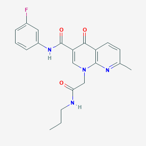 molecular formula C21H21FN4O3 B2969702 N-(3-fluorophenyl)-7-methyl-4-oxo-1-(2-oxo-2-(propylamino)ethyl)-1,4-dihydro-1,8-naphthyridine-3-carboxamide CAS No. 1251585-12-2