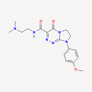 molecular formula C17H22N6O3 B2969706 N-(2-(二甲氨基)乙基)-8-(4-甲氧基苯基)-4-氧代-4,6,7,8-四氢咪唑并[2,1-c][1,2,4]三嗪-3-甲酰胺 CAS No. 946279-74-9