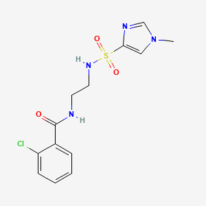 molecular formula C13H15ClN4O3S B2969707 2-氯-N-(2-(1-甲基-1H-咪唑-4-磺酰胺)乙基)苯甲酰胺 CAS No. 1798540-85-8