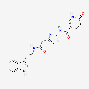molecular formula C21H19N5O3S B2969714 N-(4-(2-((2-(1H-吲哚-3-基)乙基)氨基)-2-氧代乙基)噻唑-2-基)-6-氧代-1,6-二氢吡啶-3-甲酰胺 CAS No. 946337-36-6
