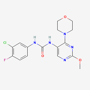 molecular formula C16H17ClFN5O3 B2969715 1-(3-Chloro-4-fluorophenyl)-3-(2-methoxy-4-morpholinopyrimidin-5-yl)urea CAS No. 1788543-17-8