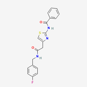 molecular formula C19H16FN3O2S B2969723 N-(4-(2-((4-fluorobenzyl)amino)-2-oxoethyl)thiazol-2-yl)benzamide CAS No. 946273-24-1