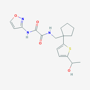 molecular formula C17H21N3O4S B2969724 N1-((1-(5-(1-hydroxyethyl)thiophen-2-yl)cyclopentyl)methyl)-N2-(isoxazol-3-yl)oxalamide CAS No. 2034344-31-3