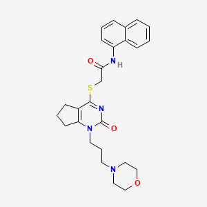 molecular formula C26H30N4O3S B2969729 2-((1-(3-morpholinopropyl)-2-oxo-2,5,6,7-tetrahydro-1H-cyclopenta[d]pyrimidin-4-yl)thio)-N-(naphthalen-1-yl)acetamide CAS No. 898445-10-8
