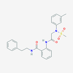 molecular formula C25H27N3O4S B296973 2-({[3-methyl(methylsulfonyl)anilino]acetyl}amino)-N-(2-phenylethyl)benzamide 