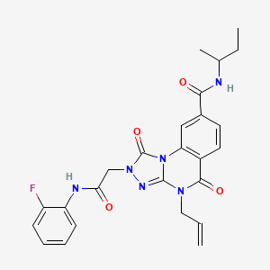 molecular formula C25H25FN6O4 B2969732 4-allyl-N-(sec-butyl)-2-(2-((2-fluorophenyl)amino)-2-oxoethyl)-1,5-dioxo-1,2,4,5-tetrahydro-[1,2,4]triazolo[4,3-a]quinazoline-8-carboxamide CAS No. 1207015-93-7