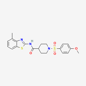 molecular formula C21H23N3O4S2 B2969738 1-(4-methoxybenzenesulfonyl)-N-(4-methyl-1,3-benzothiazol-2-yl)piperidine-4-carboxamide CAS No. 941919-17-1