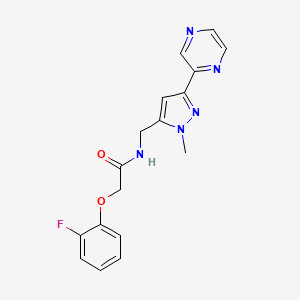 2-(2-fluorophenoxy)-N-((1-methyl-3-(pyrazin-2-yl)-1H-pyrazol-5-yl)methyl)acetamide