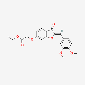molecular formula C21H20O7 B2969741 (Z)-ethyl 2-((2-(3,4-dimethoxybenzylidene)-3-oxo-2,3-dihydrobenzofuran-6-yl)oxy)acetate CAS No. 858759-42-9