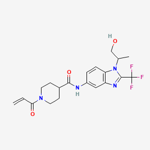 molecular formula C20H23F3N4O3 B2969747 N-[1-(1-Hydroxypropan-2-yl)-2-(trifluoromethyl)benzimidazol-5-yl]-1-prop-2-enoylpiperidine-4-carboxamide CAS No. 2361749-11-1