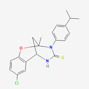 molecular formula C20H21ClN2OS B2969748 8-chloro-3-(4-isopropylphenyl)-2-methyl-5,6-dihydro-2H-2,6-methanobenzo[g][1,3,5]oxadiazocine-4(3H)-thione CAS No. 1019149-25-7
