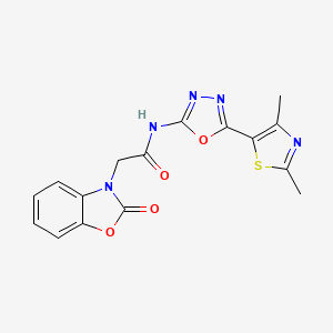 molecular formula C16H13N5O4S B2969755 N-(5-(2,4-dimethylthiazol-5-yl)-1,3,4-oxadiazol-2-yl)-2-(2-oxobenzo[d]oxazol-3(2H)-yl)acetamide CAS No. 1251578-60-5