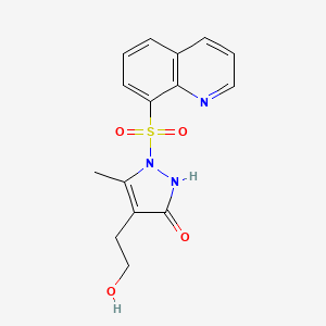 molecular formula C15H15N3O4S B2969757 4-(2-hydroxyethyl)-5-methyl-1-(8-quinolinylsulfonyl)-1,2-dihydro-3H-pyrazol-3-one CAS No. 861207-35-4