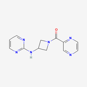 molecular formula C12H12N6O B2969759 Pyrazin-2-yl(3-(pyrimidin-2-ylamino)azetidin-1-yl)methanone CAS No. 2034605-16-6