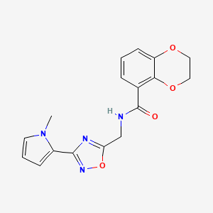 molecular formula C17H16N4O4 B2969766 N-((3-(1-甲基-1H-吡咯-2-基)-1,2,4-恶二唑-5-基)甲基)-2,3-二氢苯并[b][1,4]二噁英-5-甲酰胺 CAS No. 2034548-93-9