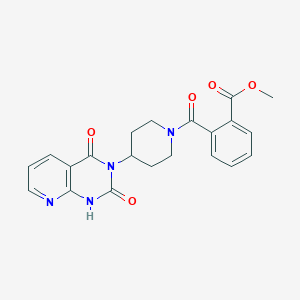 molecular formula C21H20N4O5 B2969767 methyl 2-(4-(2,4-dioxo-1,2-dihydropyrido[2,3-d]pyrimidin-3(4H)-yl)piperidine-1-carbonyl)benzoate CAS No. 2034425-79-9