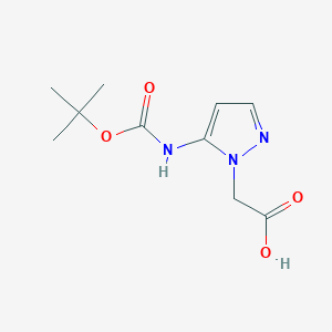 molecular formula C10H15N3O4 B2969768 2-[5-[(2-Methylpropan-2-yl)oxycarbonylamino]pyrazol-1-yl]acetic acid CAS No. 2248380-70-1