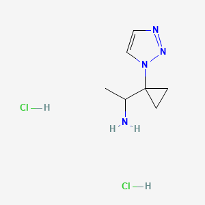 molecular formula C7H14Cl2N4 B2969779 1-[1-(Triazol-1-yl)cyclopropyl]ethanamine;dihydrochloride CAS No. 2361634-87-7
