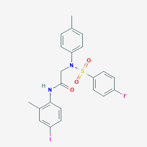 molecular formula C22H20FIN2O3S B296978 2-{[(4-fluorophenyl)sulfonyl]-4-methylanilino}-N-(4-iodo-2-methylphenyl)acetamide 
