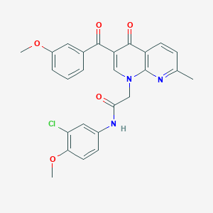 N-(3-chloro-4-methoxyphenyl)-2-(3-(3-methoxybenzoyl)-7-methyl-4-oxo-1,8-naphthyridin-1(4H)-yl)acetamide