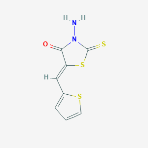 molecular formula C8H6N2OS3 B2969800 (Z)-3-amino-5-(thiophen-2-ylmethylene)-2-thioxothiazolidin-4-one CAS No. 98436-80-7
