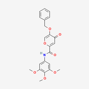 molecular formula C22H21NO7 B2969802 5-(benzyloxy)-4-oxo-N-(3,4,5-trimethoxyphenyl)-4H-pyran-2-carboxamide CAS No. 1021060-29-6