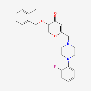 molecular formula C24H25FN2O3 B2969804 2-[[4-(2-Fluorophenyl)piperazin-1-yl]methyl]-5-[(2-methylphenyl)methoxy]pyran-4-one CAS No. 898456-79-6
