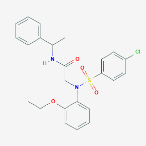 molecular formula C24H25ClN2O4S B296983 2-{[(4-chlorophenyl)sulfonyl]-2-ethoxyanilino}-N-(1-phenylethyl)acetamide 